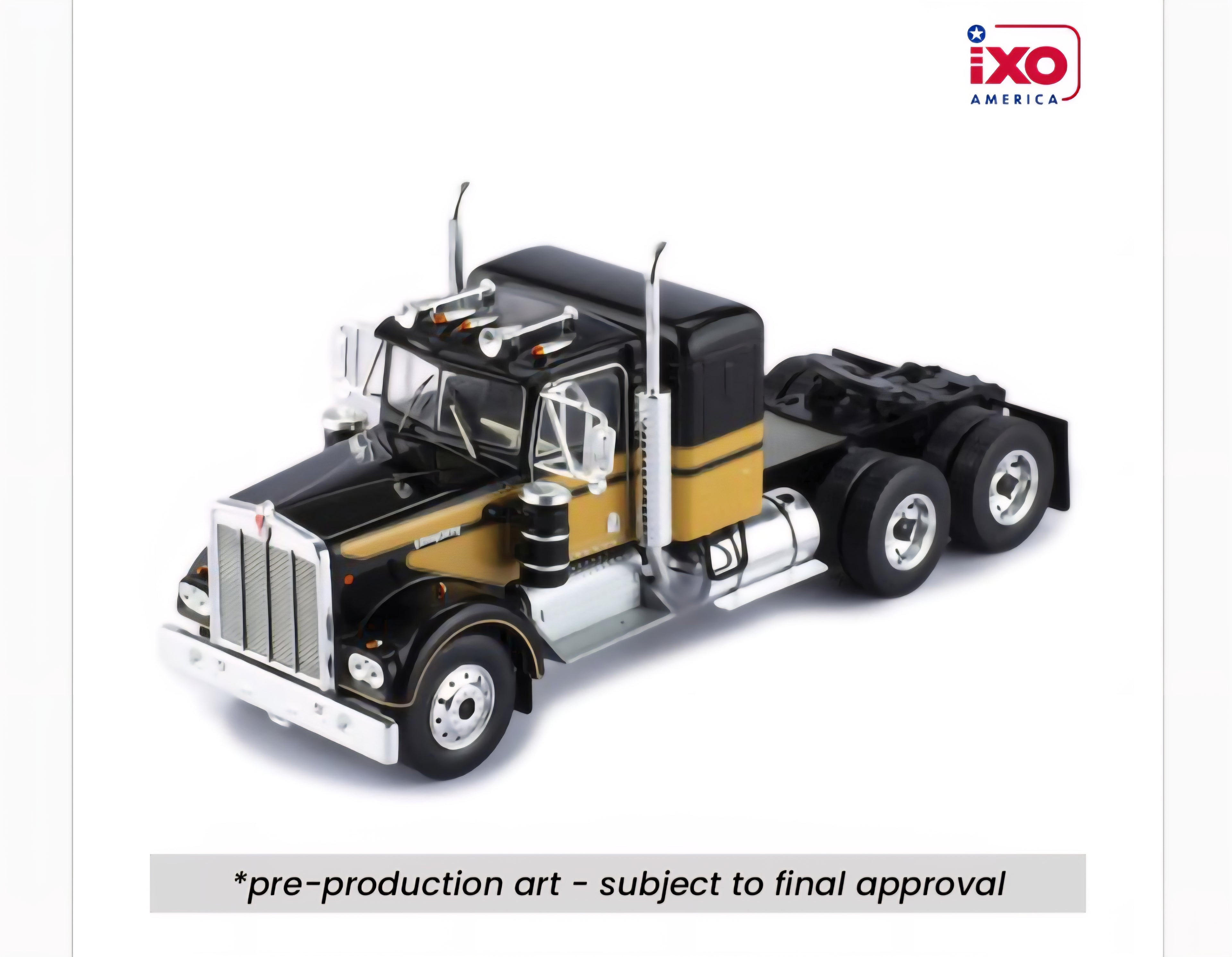 (PRE-ORDER 2026) IXO AMERICA 1/64- 1976 Kenworth W900 - Black with Trailer U64TRTR004S