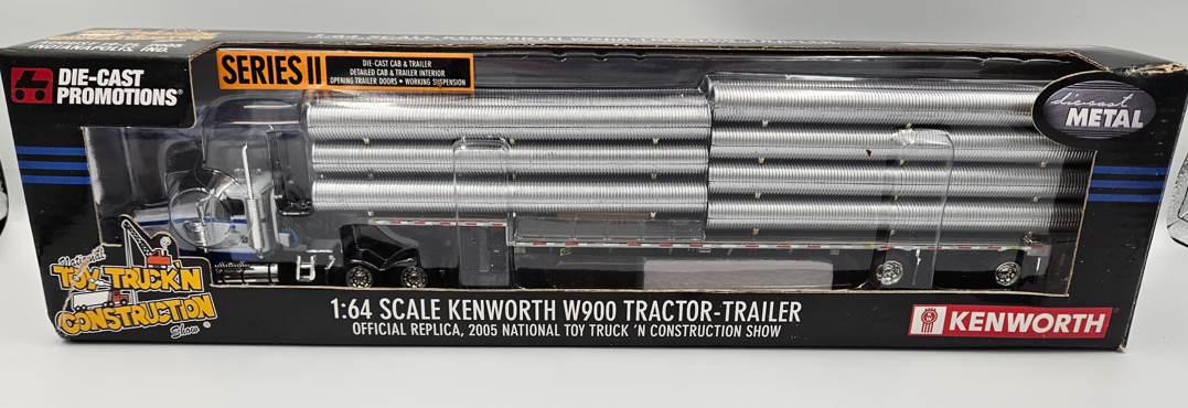 DCP 1/64 White Kenworth W900L With Stepdeck Load, Pacific Corrugated Pipe, 2005