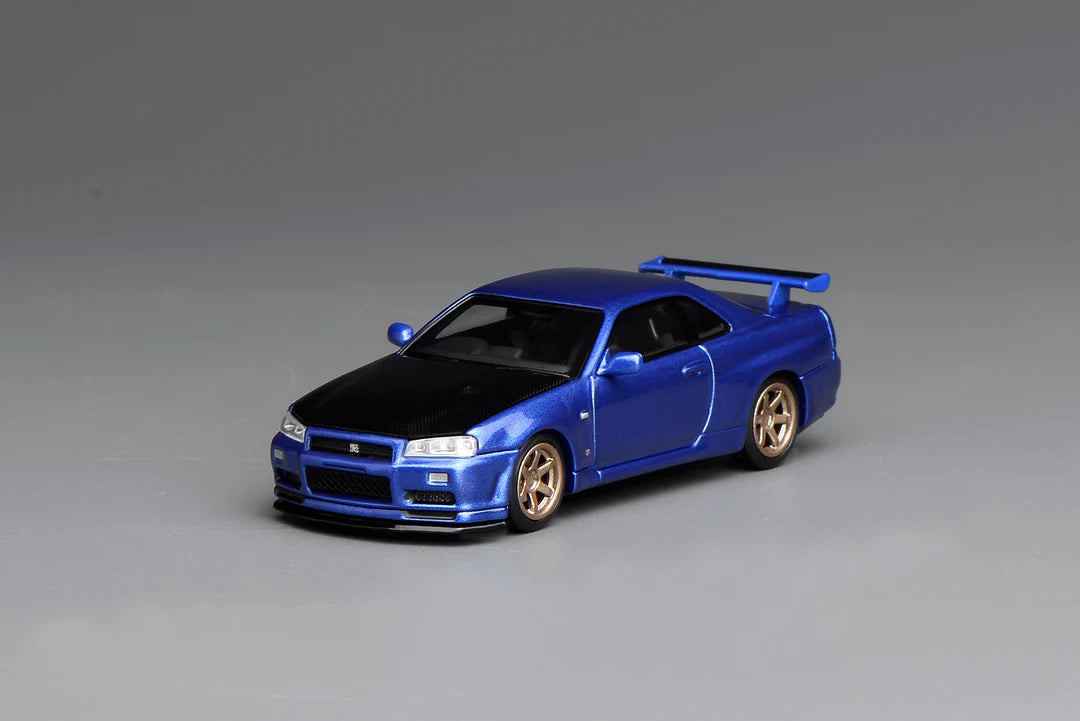 Motorhelix 1/64 - Nissan SKYLINE GT-R R34 V-SPEC Ⅱ CUSTOMIZED Bayside Blue (M63450)