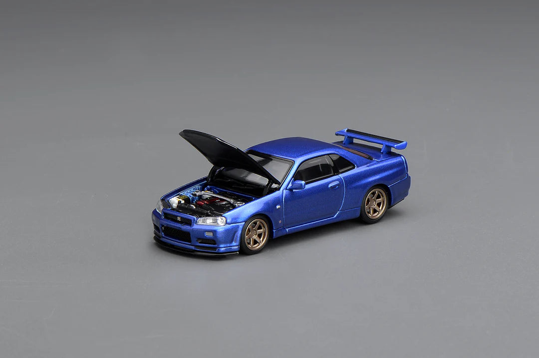 Motorhelix 1/64 - Nissan SKYLINE GT-R R34 V-SPEC Ⅱ CUSTOMIZED Bayside Blue (M63450)