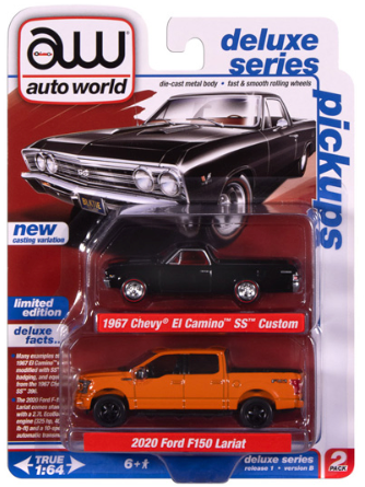 Duo Pack 1967 Chevrolet El Camino SS & 2020 Ford F-150 – Auto World 1:64 – AW2PK008-B-1