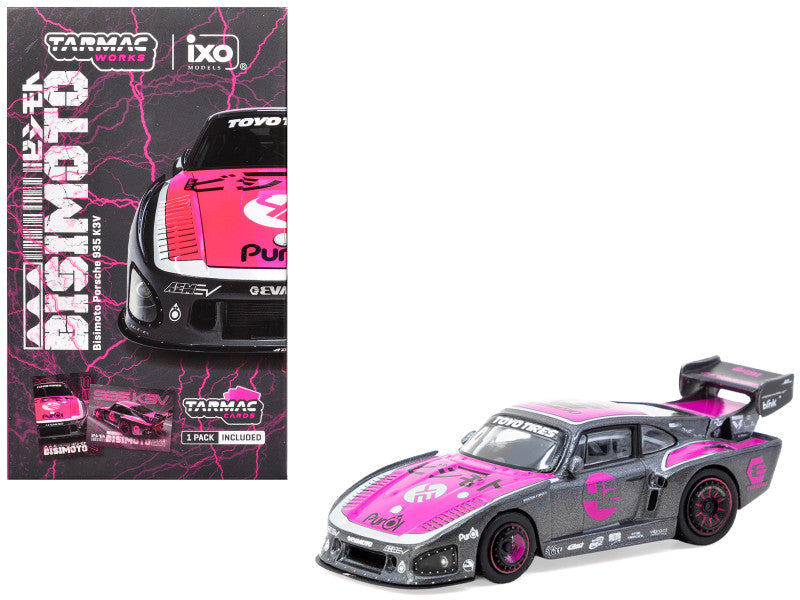 Tarmac Works 1:64-Bisimoto Porsche 935 K3V Model Car + Trading Cards Combo Set