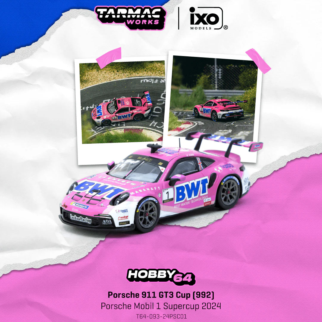 Tarmac Works Hobby64 1:64 Porsche 911 GT3 Cup 992 Porsche Mobil 1 Supercup 2024 Harry King – T64-093-24PSC01