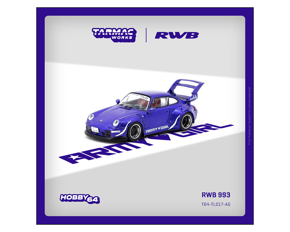 TARMAC WORKS 1/64-Porsche RWB 993 ARMY GIRL - RWB T64-TL017-AG