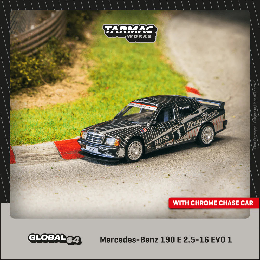 (PRE-ORDER 2025) Tarmac Works 1:64, Mercedes-Benz 190 E 2.5-16 EVO 1 DTM 1989 Klaus Ludwig