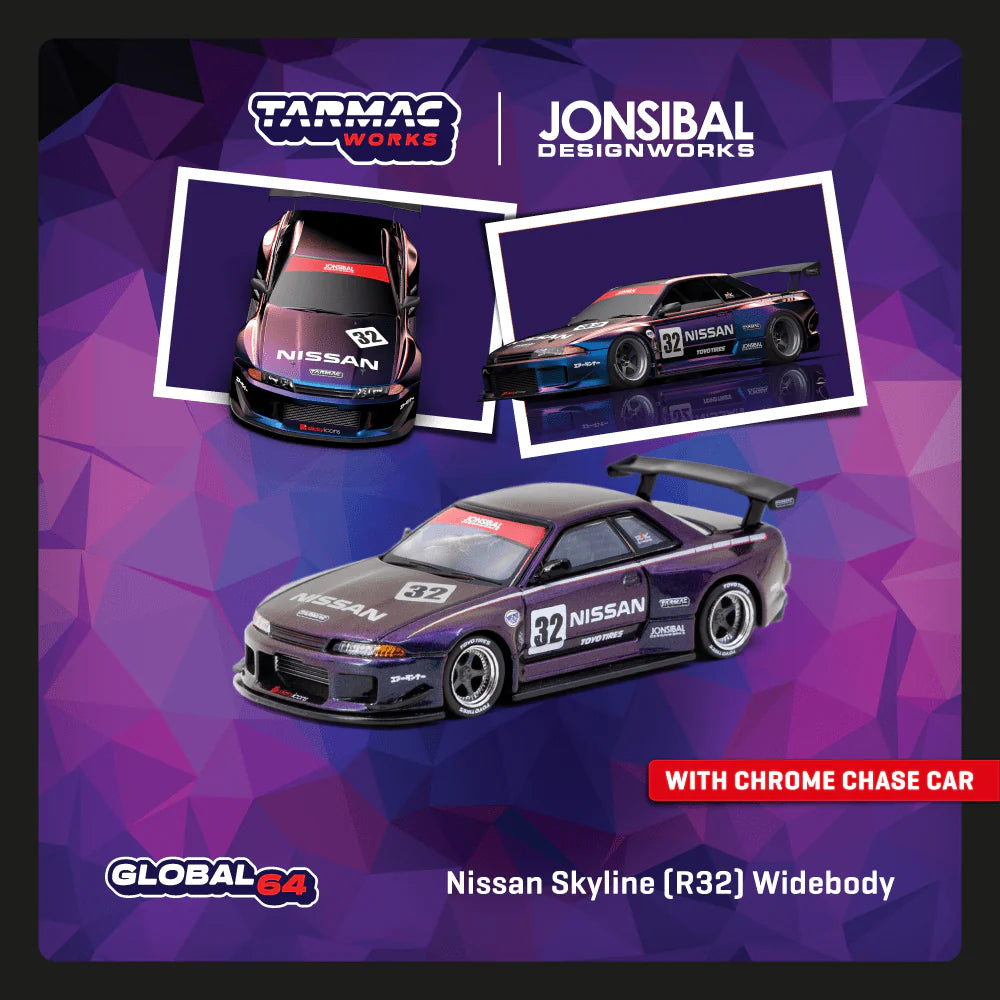 (PRE-ORDER 2025) Tarmac Works 1:64, Nissan Skyline (R32) Widebody Midnight Purrple