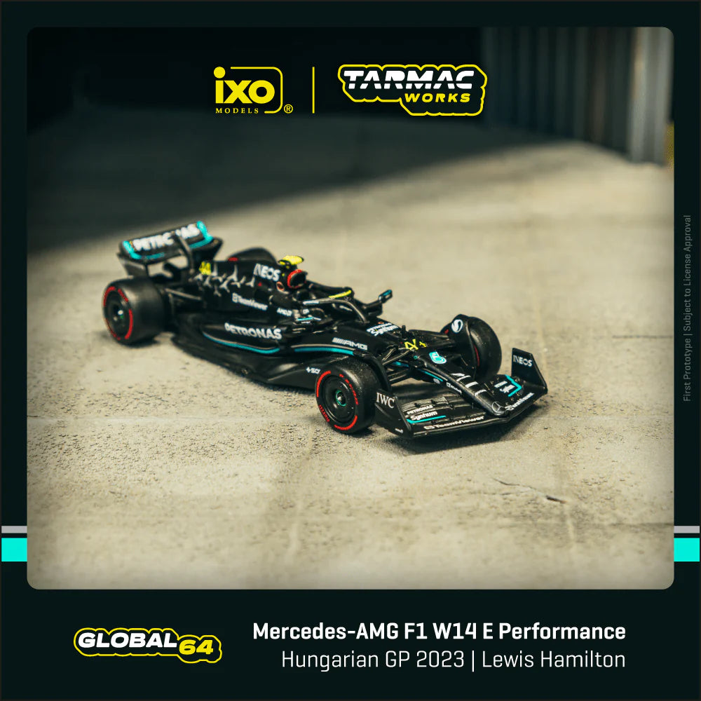 Tarmac Works-Mercedes-AMG F1 W14 E Performance Hungarian Grand Prix 2023 Pole Position Lewis Hamilton T64G-F064-LH1