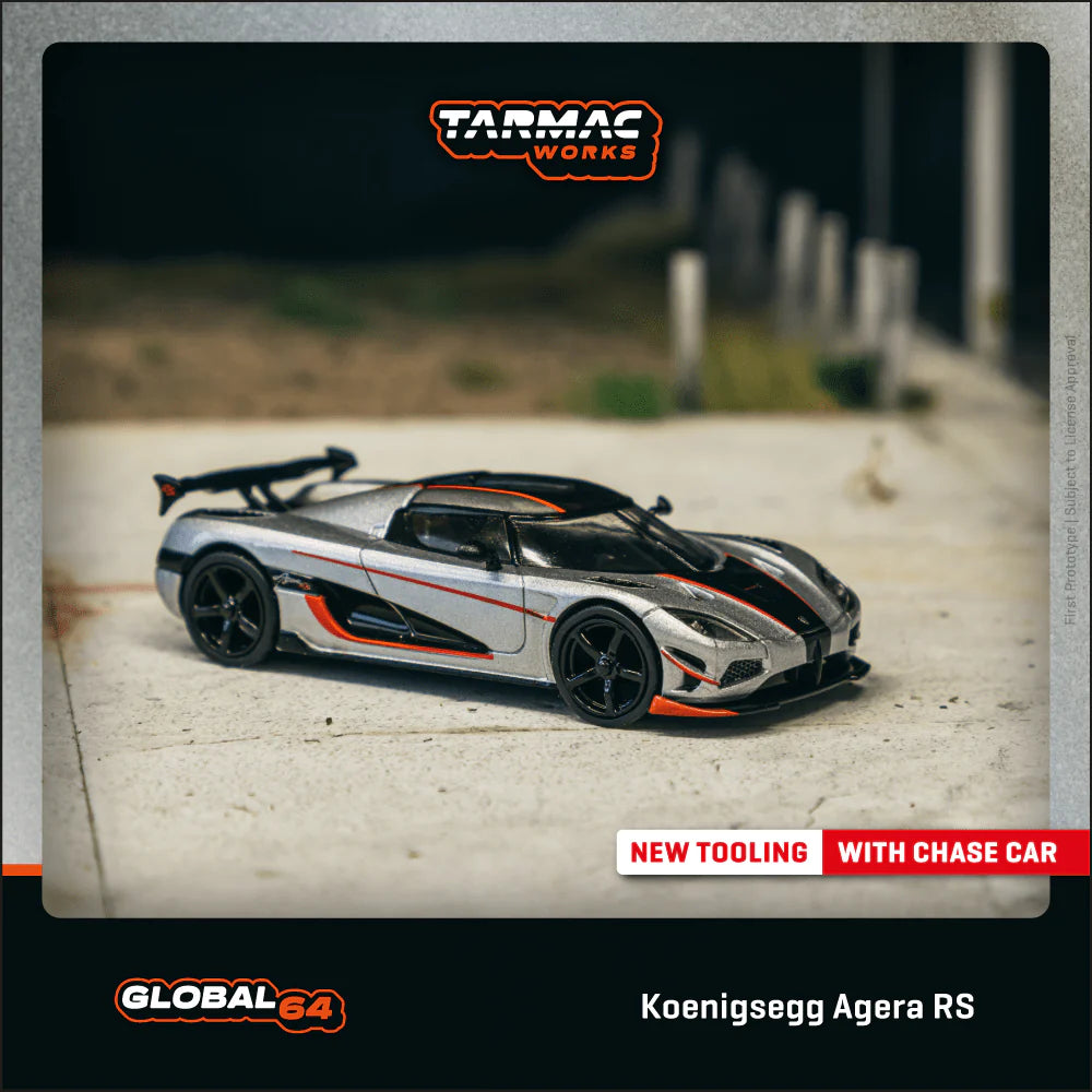 (PRE-ORDER 2025) Tarmac Works 1:64, Koenigsegg Agera RS Moon Silver / Black