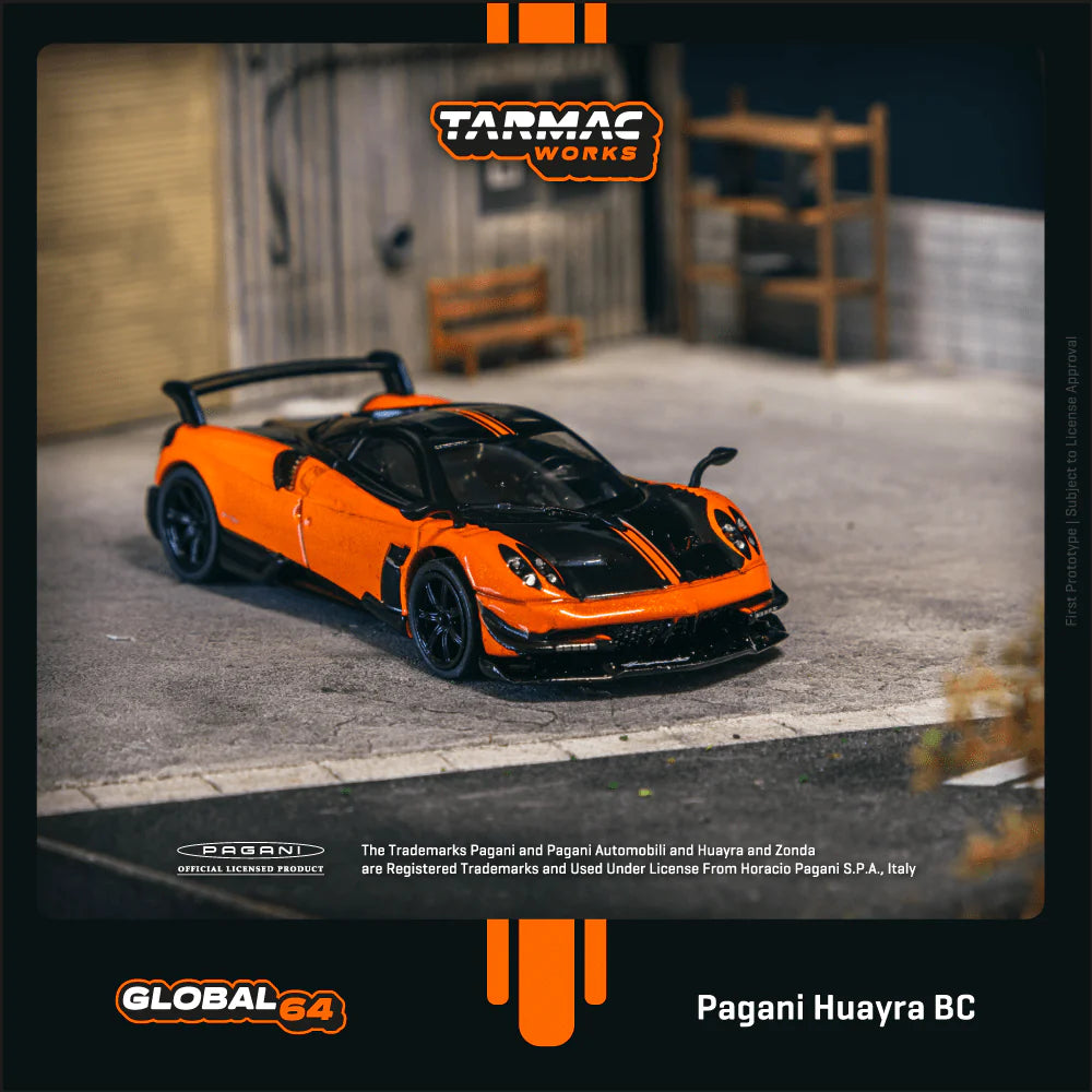 (PRE-ORDER 2025) Tarmac Works 1:64, Pagani Huayra BC Arancio Saint Tropez T64G-TL014-OR