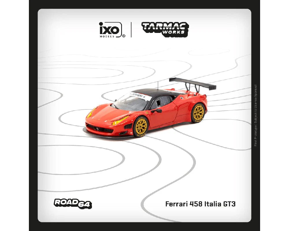 (PRE-ORDER 2025) Tarmac Works 1:64, Ferrari 458 Italia GT3 Red Road64