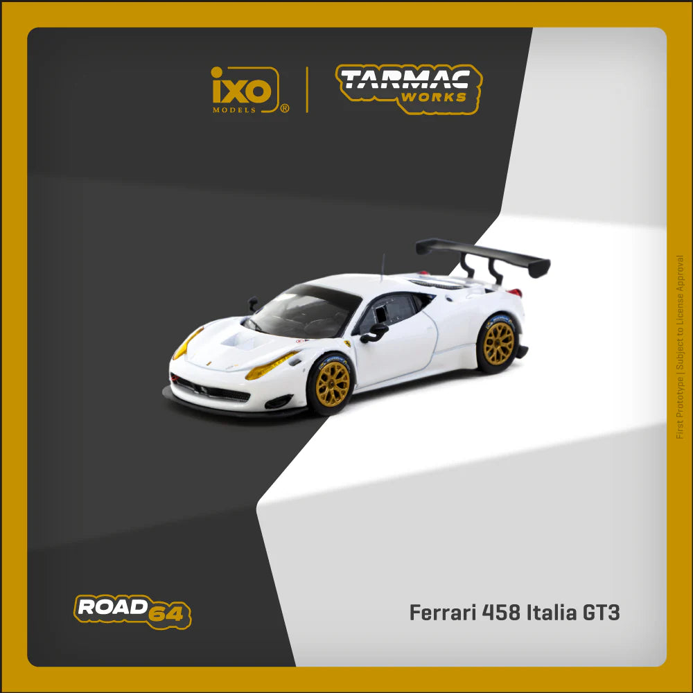 (PRE-ORDER 2025) Tarmac Works 1:64, Ferrari 458 Italia GT3 White