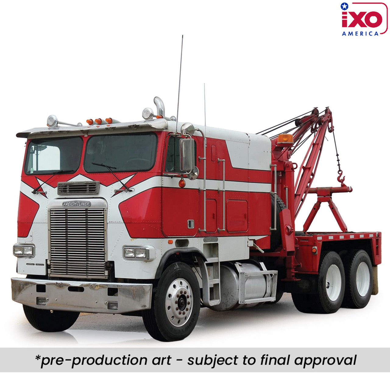 (PRE-0RDER 2025) 1987 Freightliner FLA Tow Truck - Red & White (1:43)