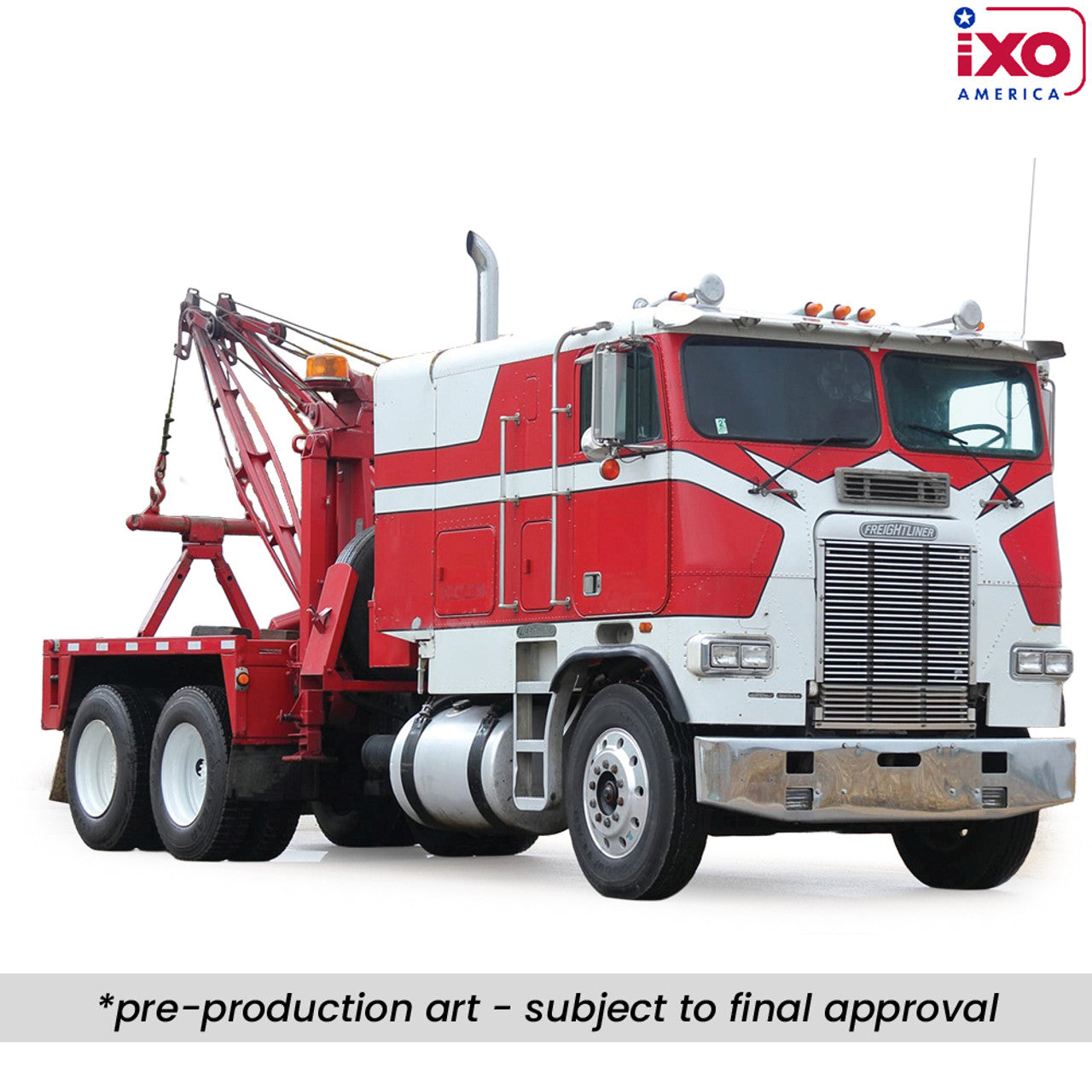 (PRE-0RDER 2025) 1987 Freightliner FLA Tow Truck - Red & White (1:43)