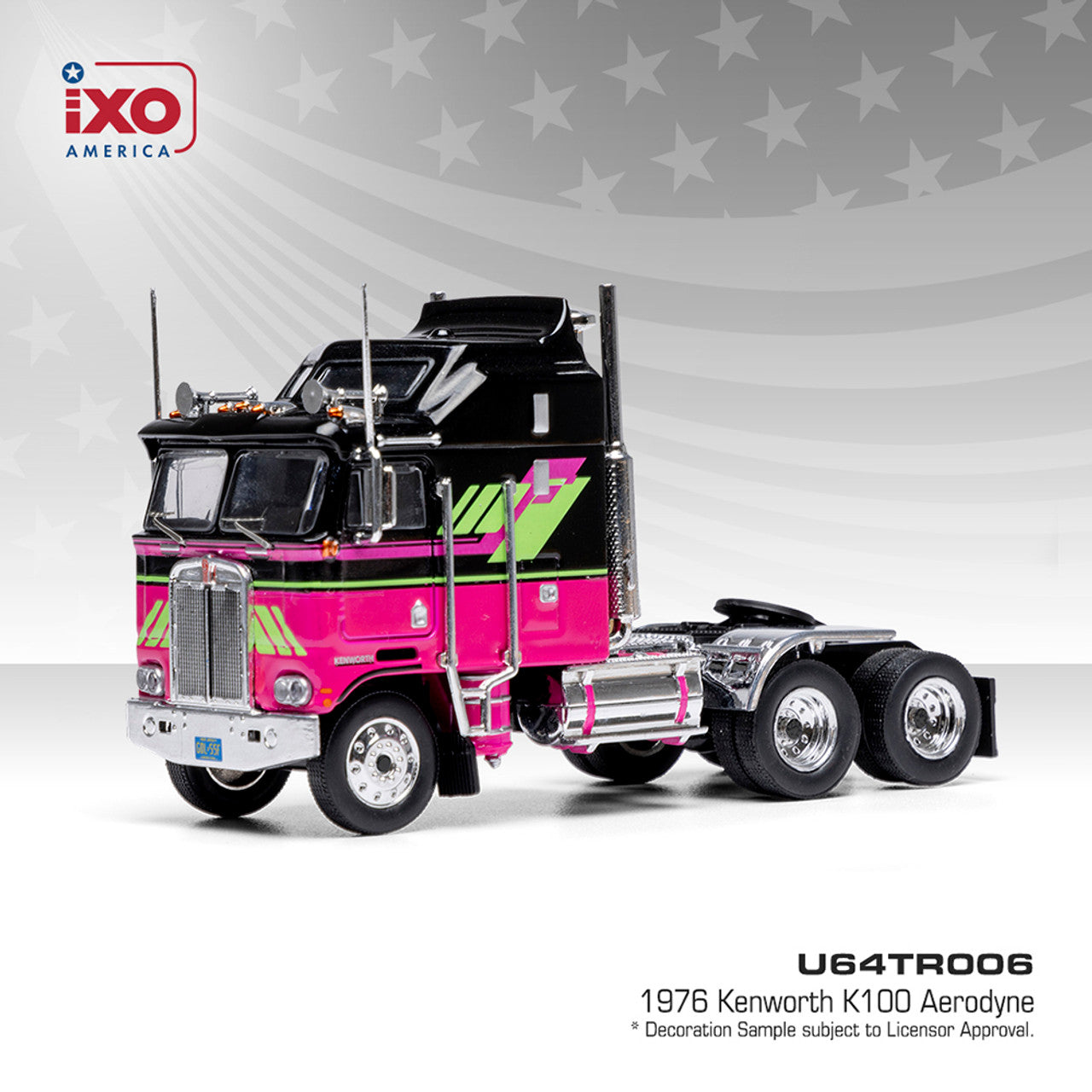 1976 Kenworth K100 Aerodyne - Black and Pink (1:64)