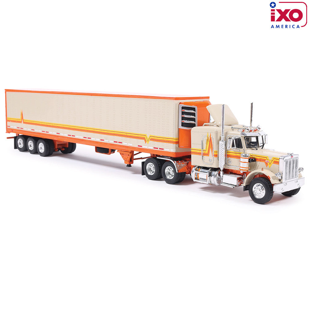 (PRE-0RDER 2026) 1973 Peterbilt 359 w/Trailer - (Orange/Cream)