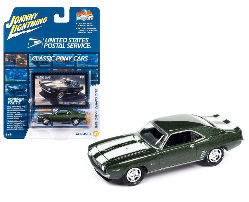 1969 Chevrolet Camaro Z/28 Forest Green for USPS by Johnny Lightning 1/64