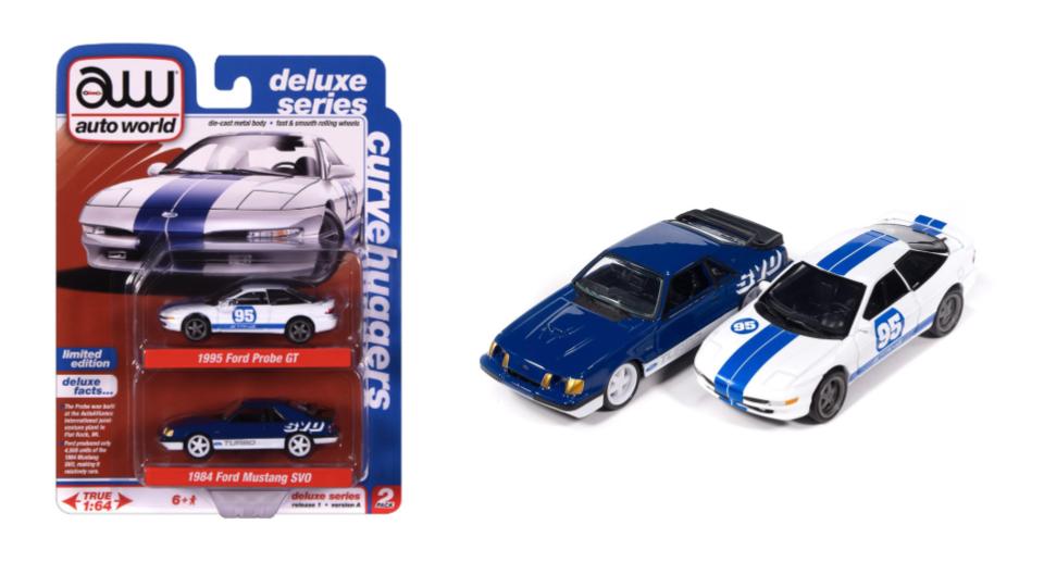 Duo Pack 1995 Ford Probe GT & 1984 Ford Mustang SVO – Auto World 1:64 – AW2PK008-A-3
