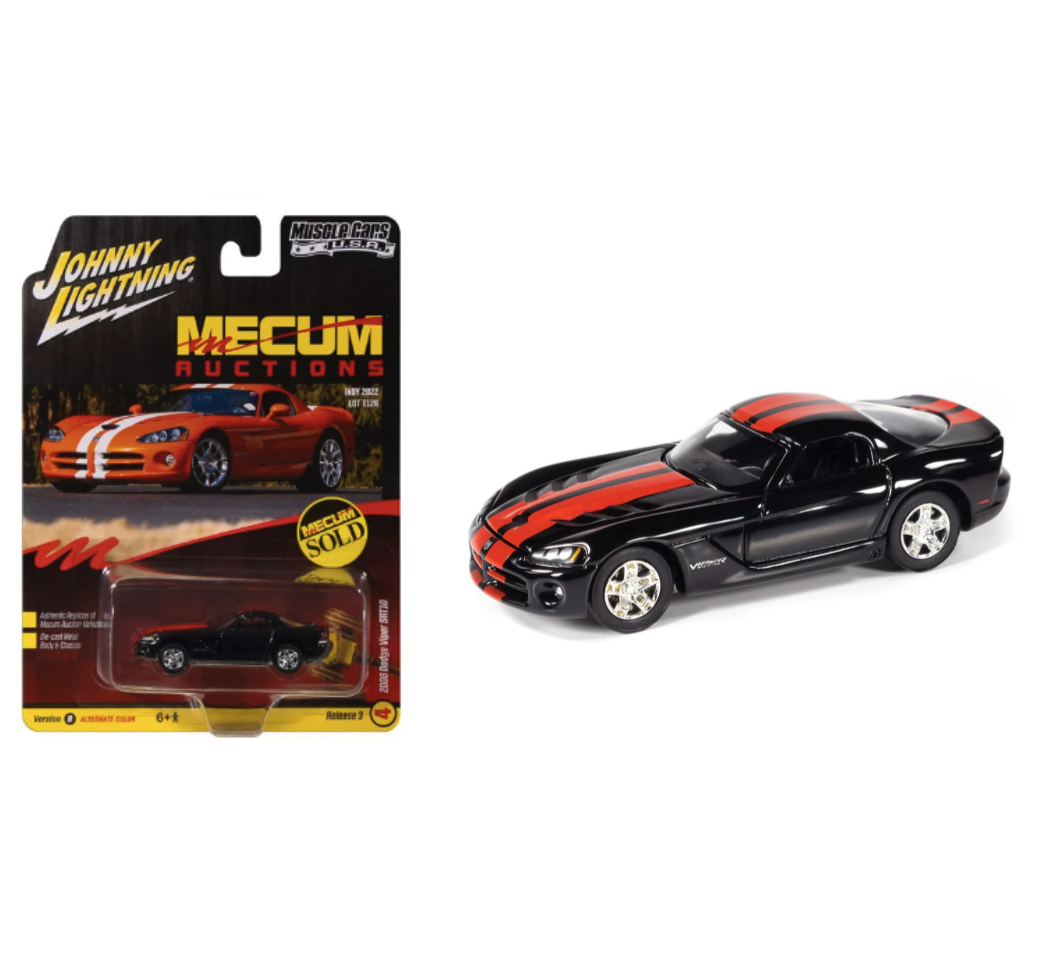 Johnny Lightning 1:64 Muscle Cars USA 2008 Dodge Viper SRT-10 – Viper Black – Mecum Auctions – JLMC035-3B-4