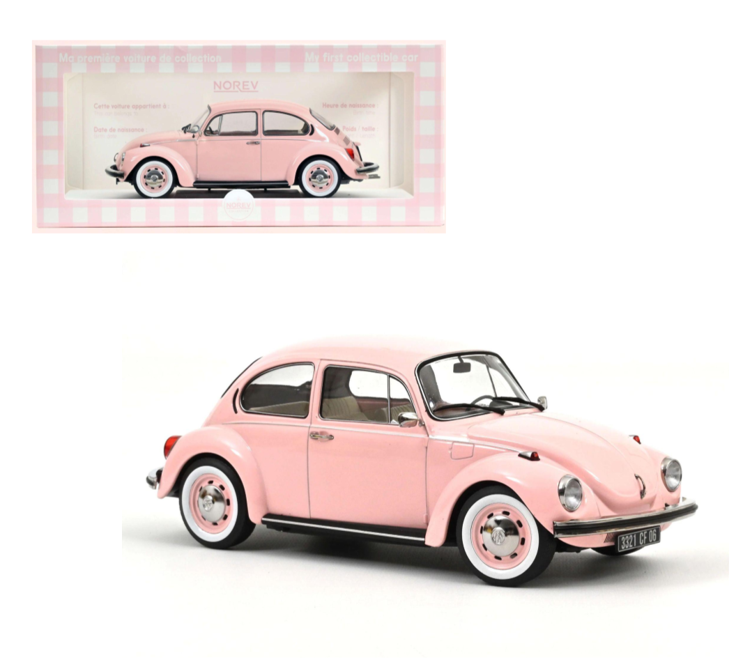 Norev 1:18 Volkswagen Beetle 1303 1973 Pastel Pink New Baby Gift 188677