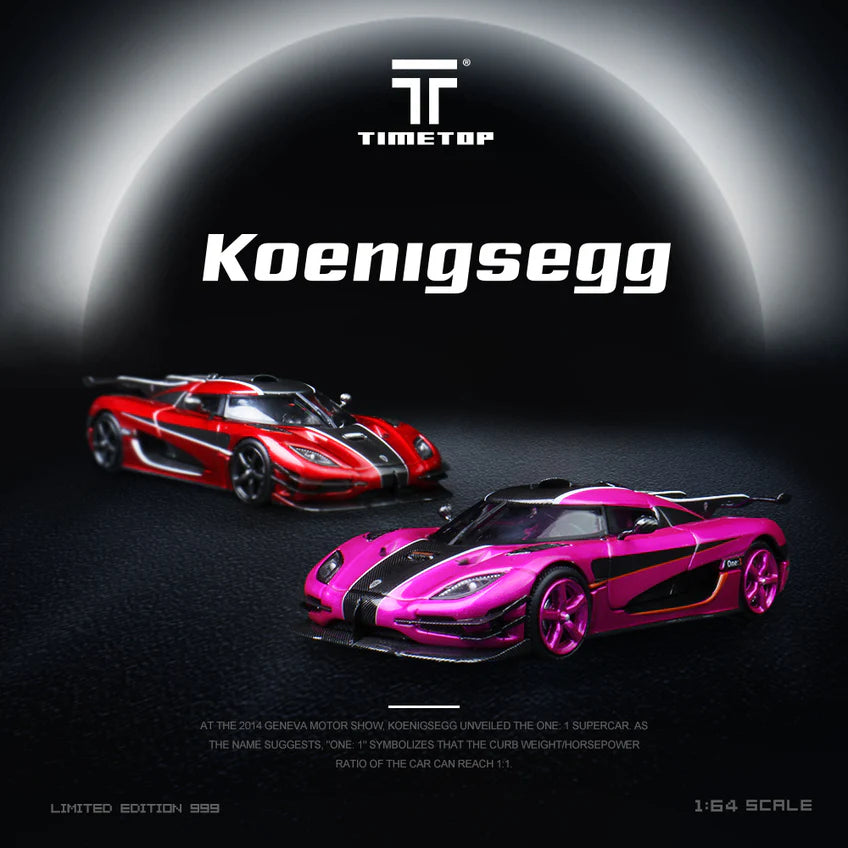 TimeTop 1/64-Time Top 1:64 Koenigsegg One1 - Pearl Rose Red TT644815