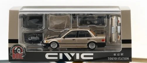 Honda Civic EF2 champagne conduite à gauche édition exclusive Tokyo Station 1:64 BM Creations 64B0451