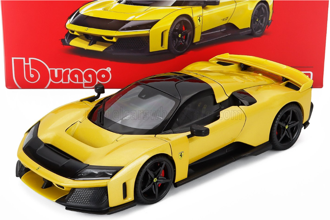 BURAGO 1/18-FERRARI - F80 2024-BLACK WHEELS - GIALLO TRISTRATO - YELLOW MET