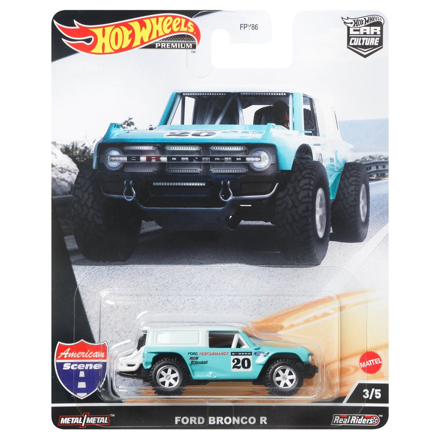 HOT WHEELS PREMIUM 2022 CAR CULTURE AMERICAN SCENE, FORD BRONCO R , 3/5 (HCK05)