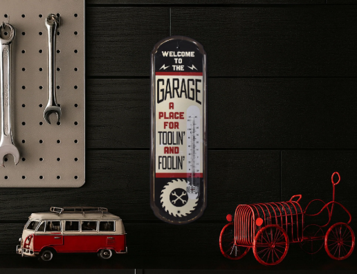 Thermomètre vintage "Trollin and Foolin" pour garage - Enseigne murale en métal pour intérieur et extérieur