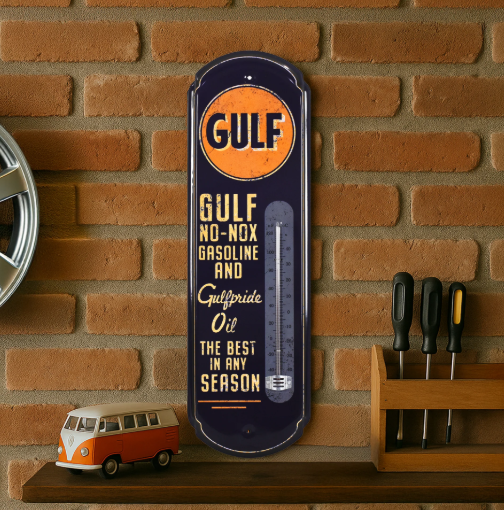 Gulf Vintage Thermomètre - Enseigne Rétro Intérieur/Extérieur