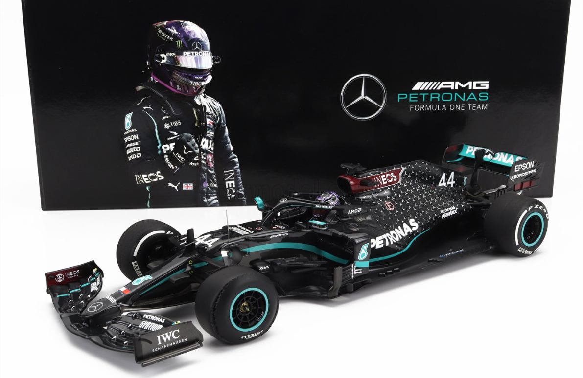 MERCEDES GP- 2020 LEWIS HAMILTON-F1 W11 EQ PERFORMANCE TEAM AMG PETRONAS MOTORSPORT N 44 WORLD CHAMPION WINNER SILVERSTONE BRITISH GP (with front flat tire)
