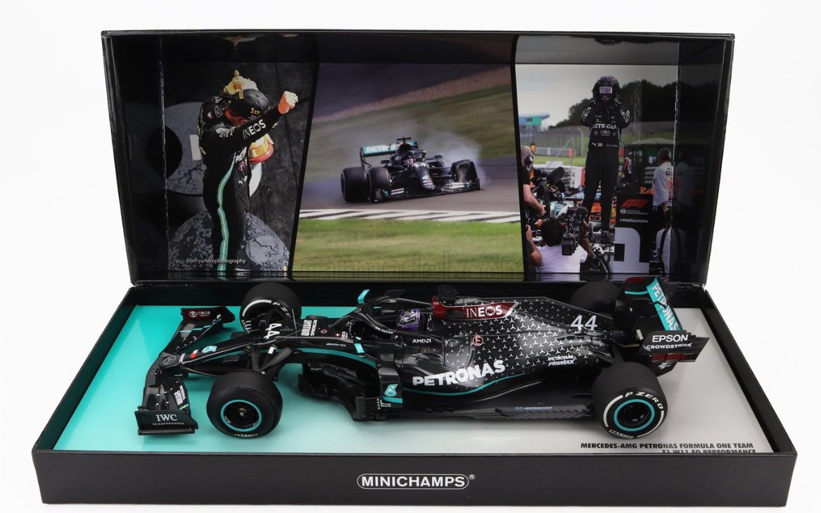MERCEDES GP- 2020 LEWIS HAMILTON-F1 W11 EQ PERFORMANCE TEAM AMG PETRONAS MOTORSPORT N 44 WORLD CHAMPION WINNER SILVERSTONE BRITISH GP (with front flat tire)