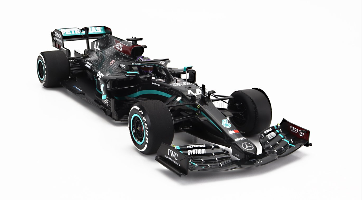 MERCEDES GP- 2020 LEWIS HAMILTON-F1 W11 EQ PERFORMANCE TEAM AMG PETRONAS MOTORSPORT N 44 WORLD CHAMPION WINNER SILVERSTONE BRITISH GP (with front flat tire)