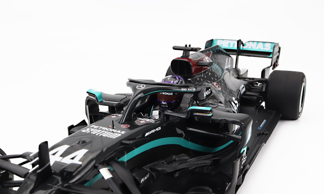 MERCEDES GP- 2020 LEWIS HAMILTON-F1 W11 EQ PERFORMANCE TEAM AMG PETRONAS MOTORSPORT N 44 WORLD CHAMPION WINNER SILVERSTONE BRITISH GP (with front flat tire)