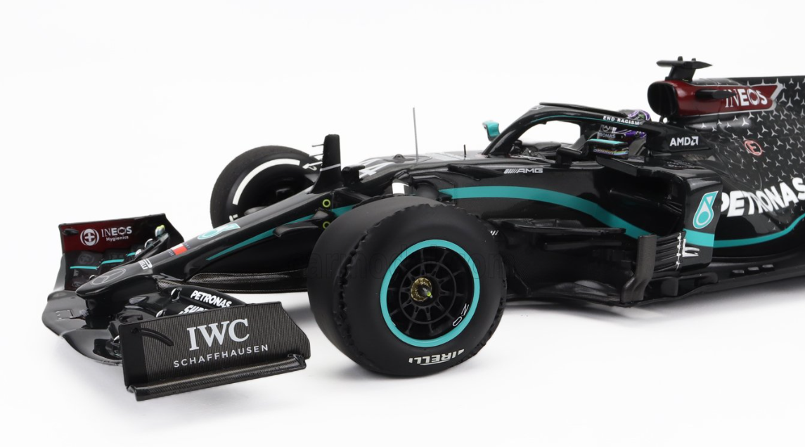 MERCEDES GP- 2020 LEWIS HAMILTON-F1 W11 EQ PERFORMANCE TEAM AMG PETRONAS MOTORSPORT N 44 WORLD CHAMPION WINNER SILVERSTONE BRITISH GP (with front flat tire)