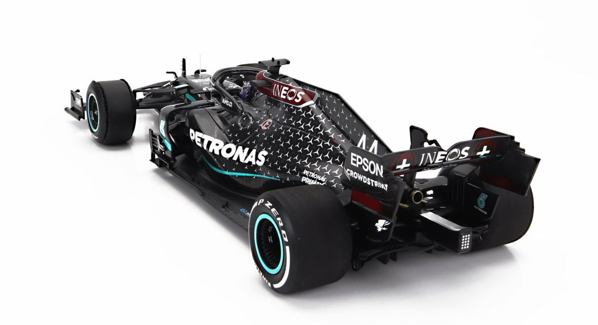 MERCEDES GP- 2020 LEWIS HAMILTON-F1 W11 EQ PERFORMANCE TEAM AMG PETRONAS MOTORSPORT N 44 WORLD CHAMPION WINNER SILVERSTONE BRITISH GP (with front flat tire)
