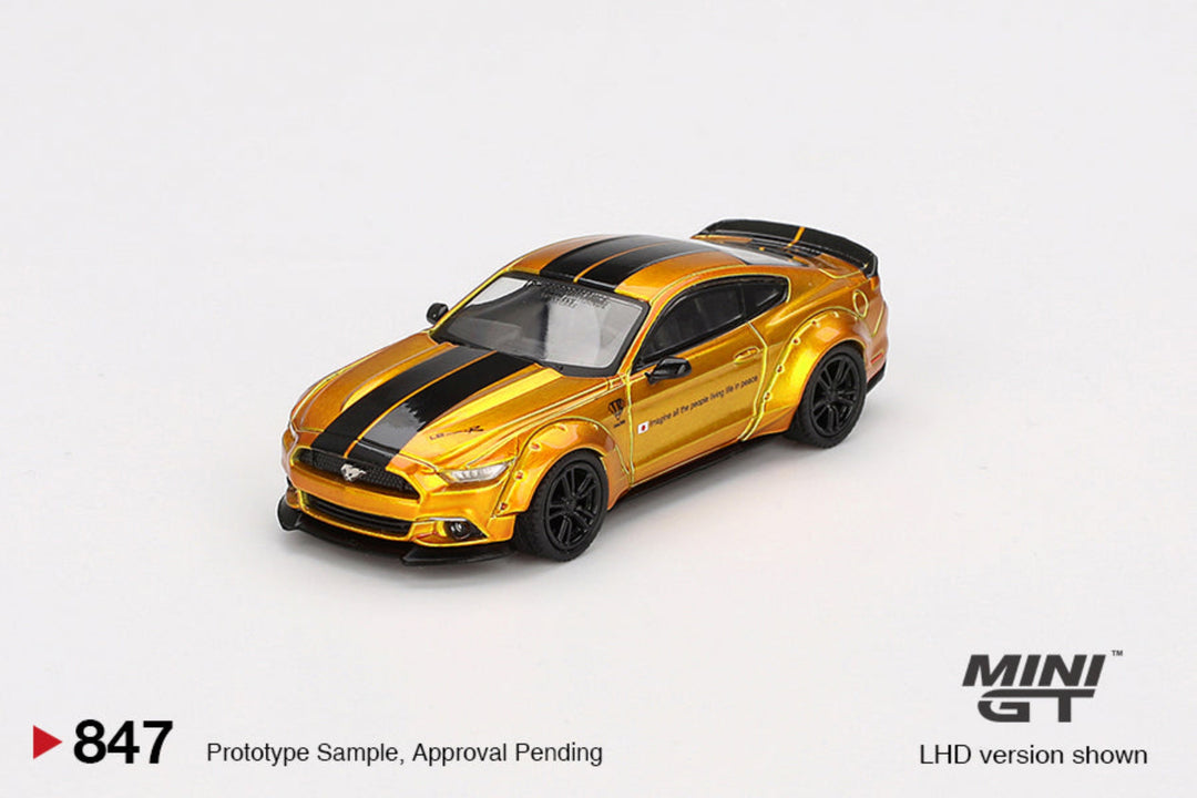 MINI GT-MLB-WORKS FORD MUSTANG LB GOLD-(MGT00847) – Nice Car
