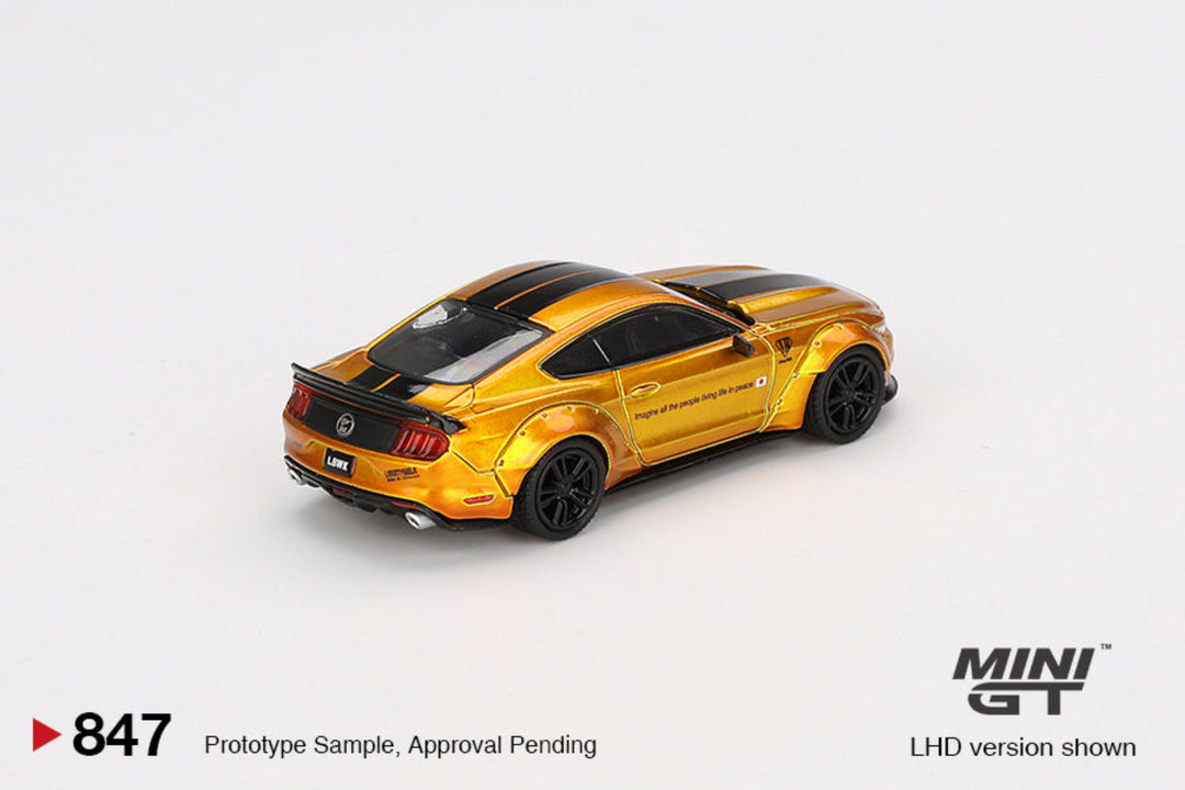 MINI GT-MLB-WORKS FORD MUSTANG LB GOLD-(MGT00847)
