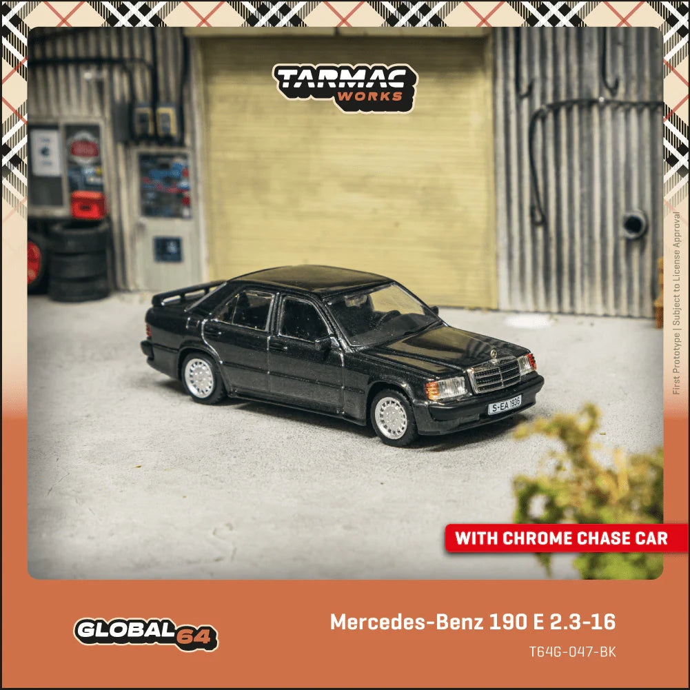 TARMAC WORKS GLOBAL64 1/64-Mercedes-Benz 190 E 2.3-16 Blue-Black metallic T64G-047-BK