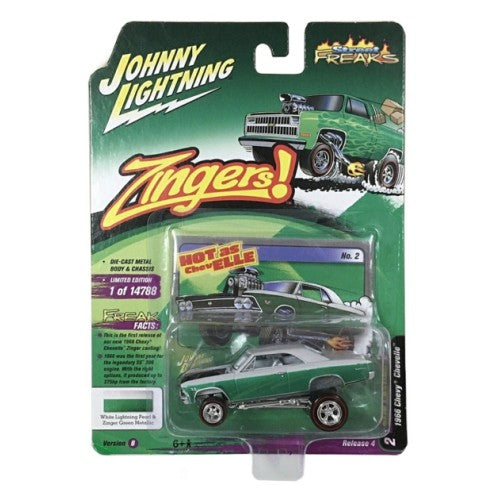 Johnny Lightning 1:64 1966 Chevrolet Chevelle Zinger Pearl White Metallic Green - Street Freaks - JLSF022-4B-2