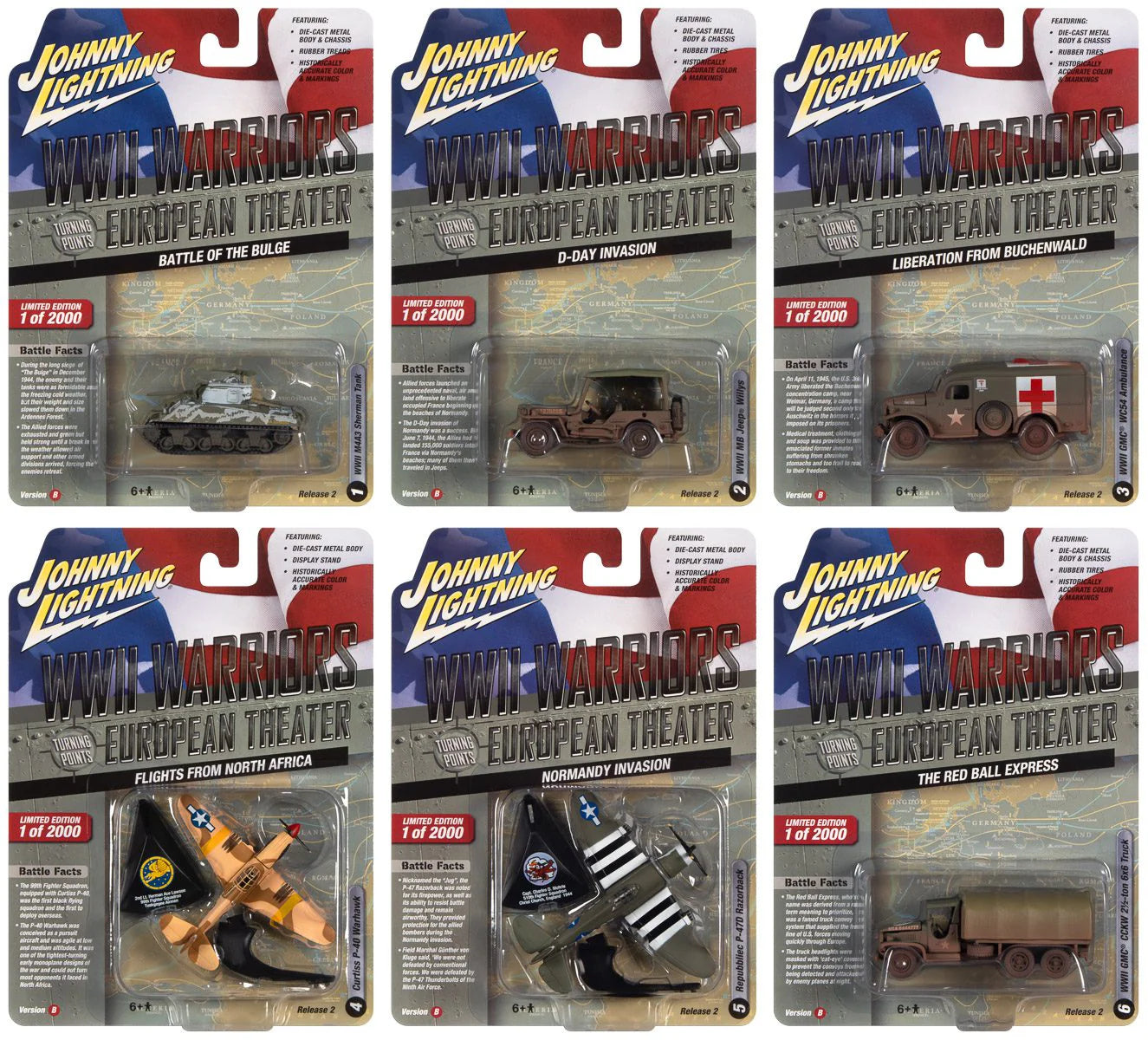 Ensemble militaire Johnny Lightning – WWII Warriors European Theater – 2022 Release 2B (JLML008)