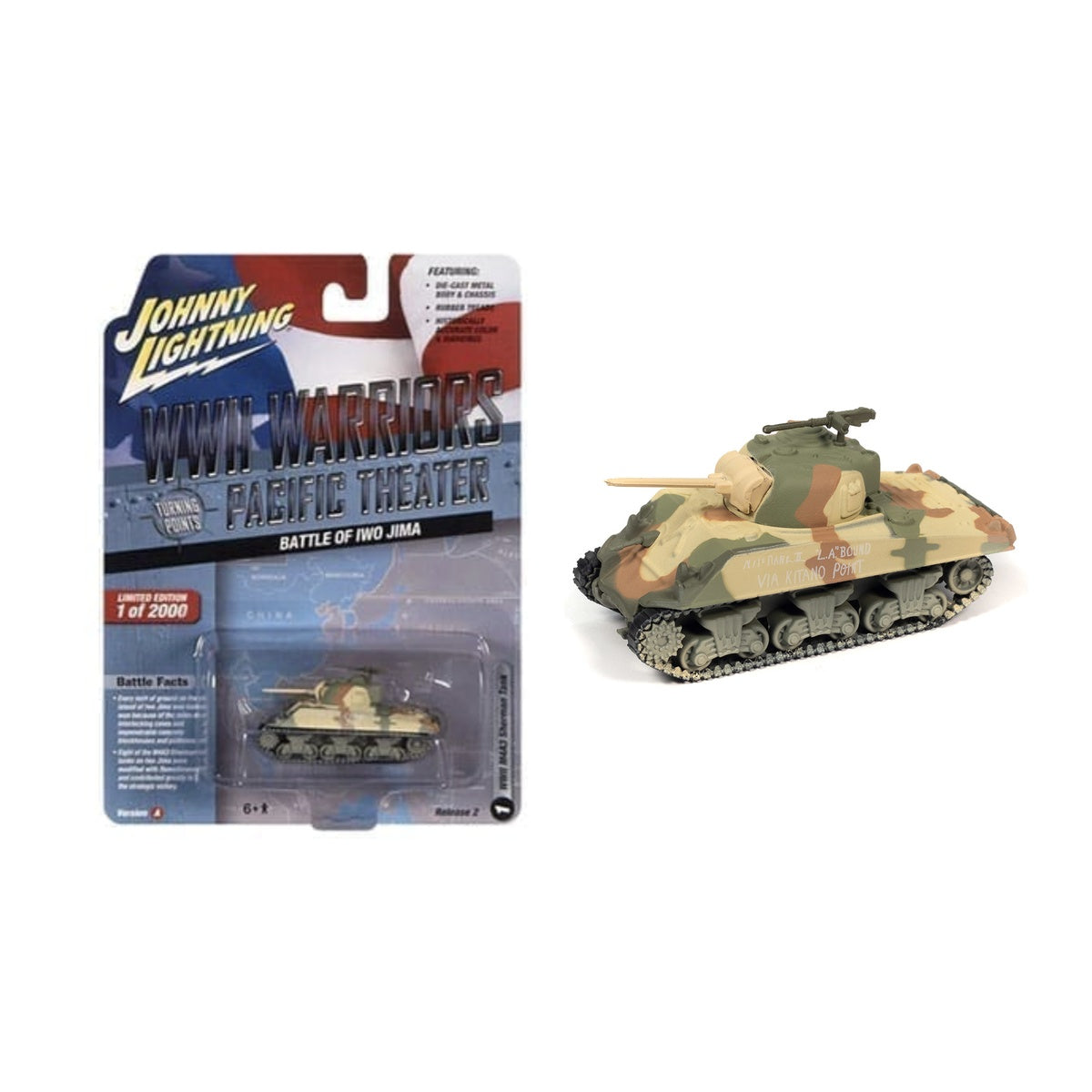 Char M4A3 Sherman « Bataille d’Iwo Jima » – Johnny Lightning WWII Warriors Pacific Theater (JLML008-2A-A)