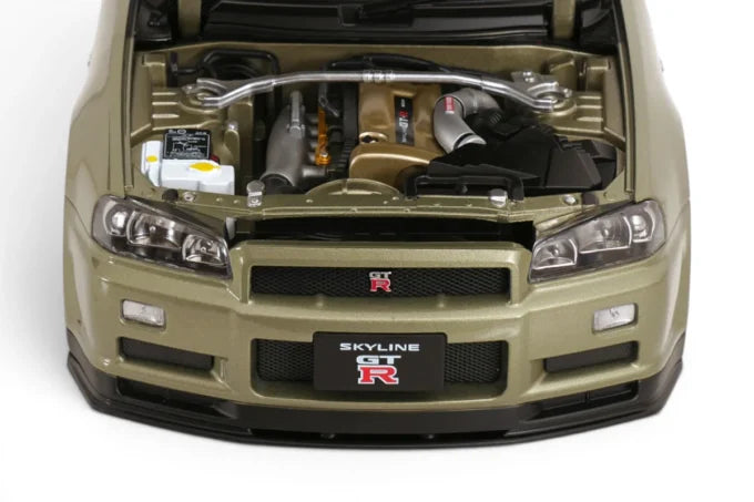 KK-Scale 1:12 Nissan Skyline GT-R (R34) V-Spec II 2001 – Jantes BBS Dorées – Vert Métallisé Clair – KKDC120212-2