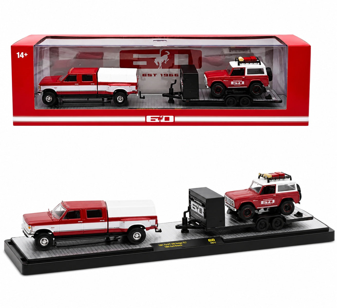 M2 Machines 1:64 Ford F-350 Truck 1987 & Ford Bronco 1966 – Auto-Haulers Release 100 – 36000-100-C