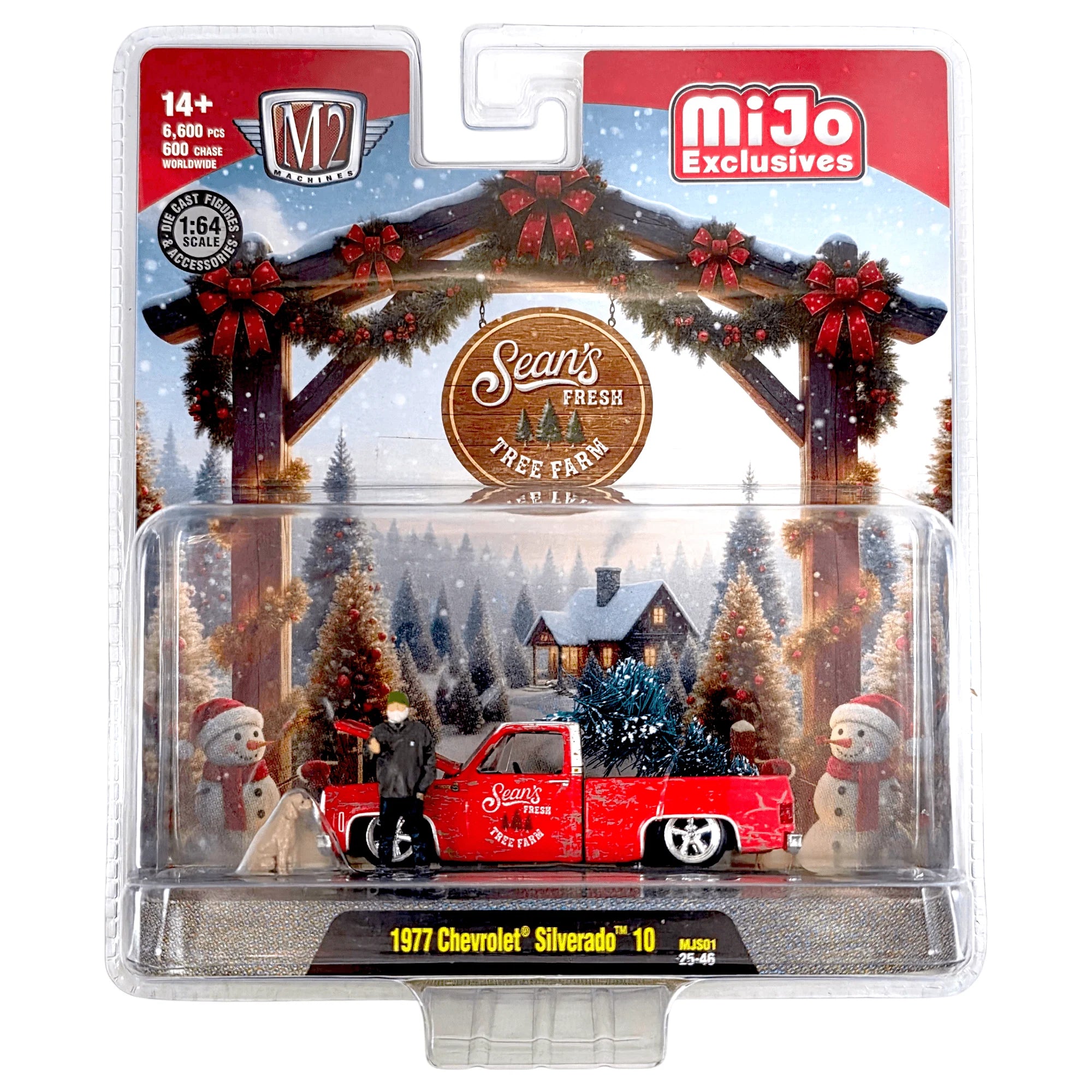 Diorama Sean’s Fresh Tree Farm 1977 Chevrolet Silverado 10 with Sean Figure Dog (M2 Machines)