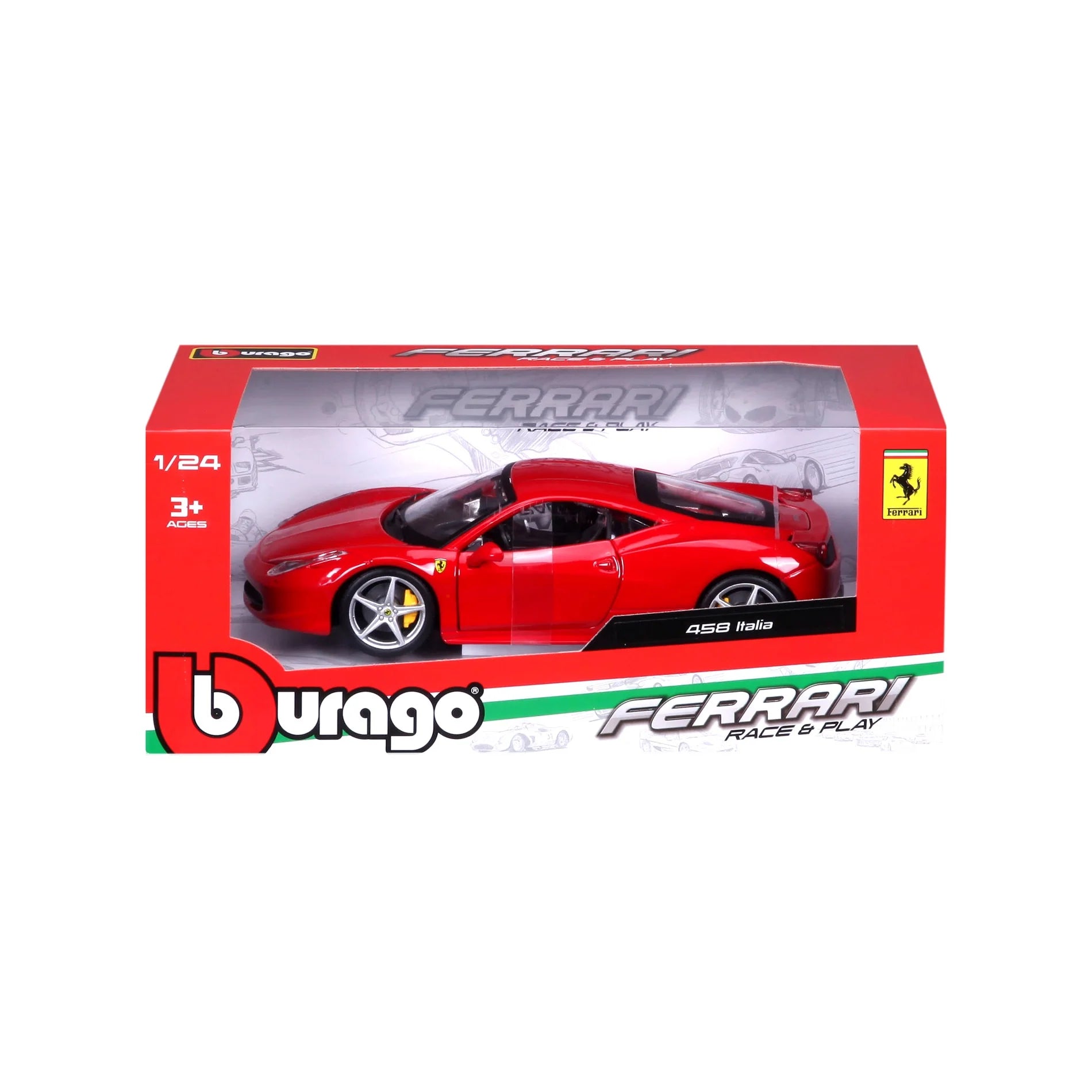 Bburago-1:24- Ferrari 458 Italia, rossa
