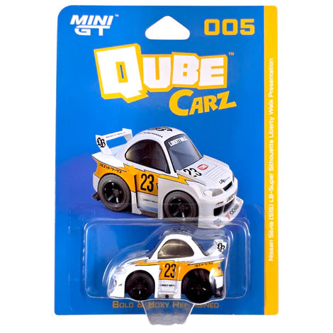 Mini GT- Nissan Silvia (S15) LB-Super Silhouette Liberty Walk Presentation- 2025 QubeCarz Series QZ00501-BL