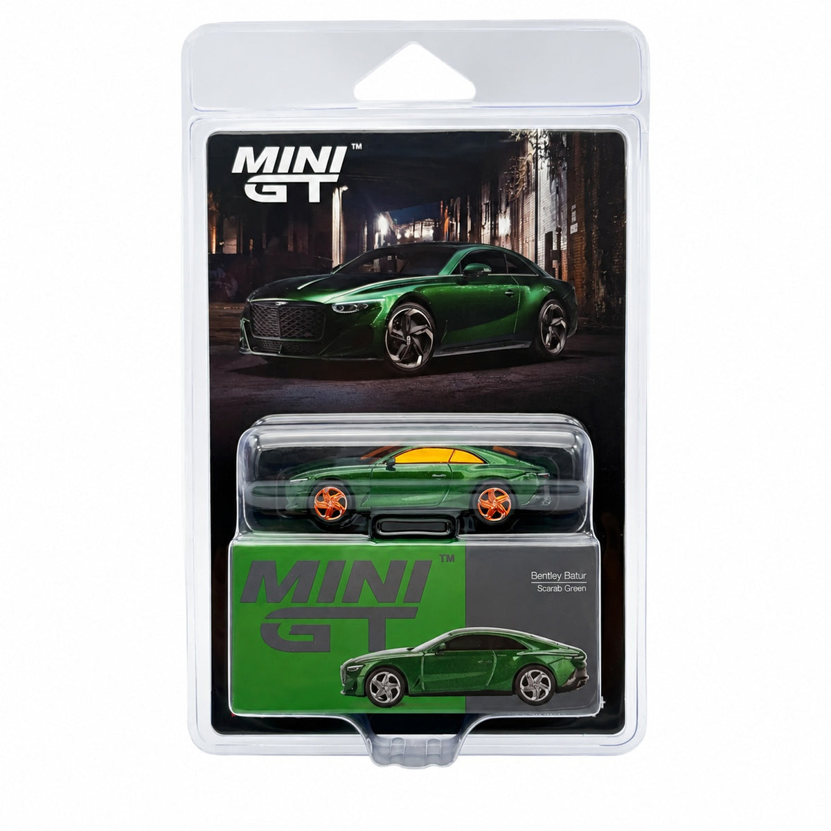 CHASE CAR Mini GT 1:64 Bentley Batur – Roues orange et accents orange – MGT01161-BLC