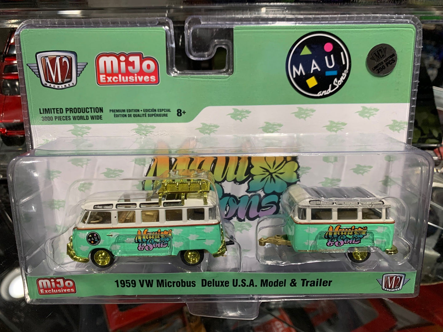 Chase Cars-1959 VW Microbus Deluxe USA Model Trailer-Maui & Sons