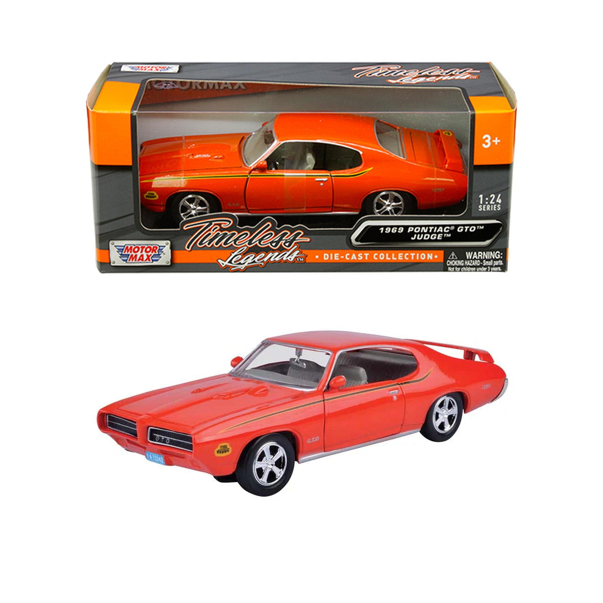 1969 Pontiac GTO Judge Orange – Motormax 1:24 Timeless Legends – 73242AC-OR