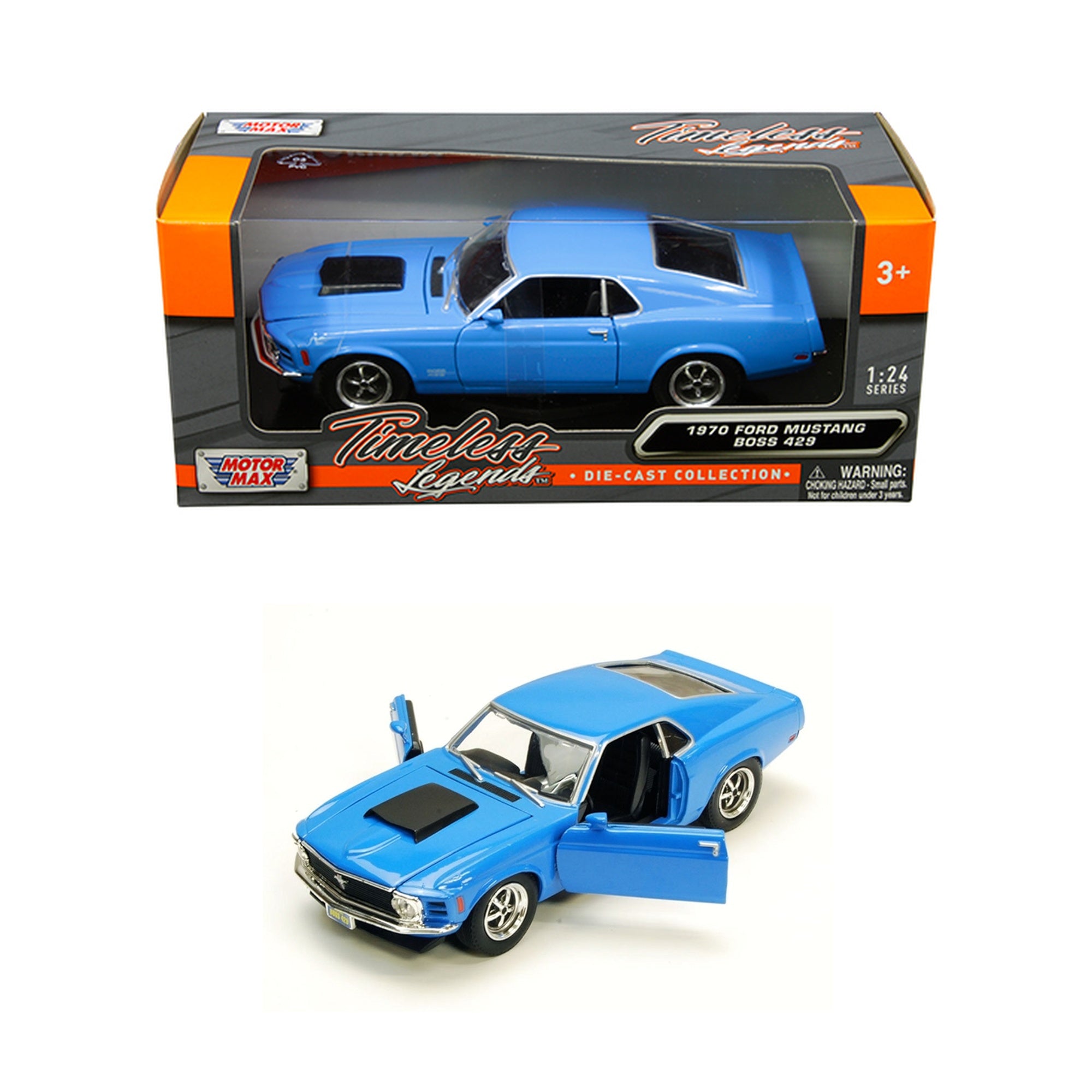 Ford Mustang Boss 429 1970 Bleue – Motormax 1:24 Timeless Legends – 73303AC-B